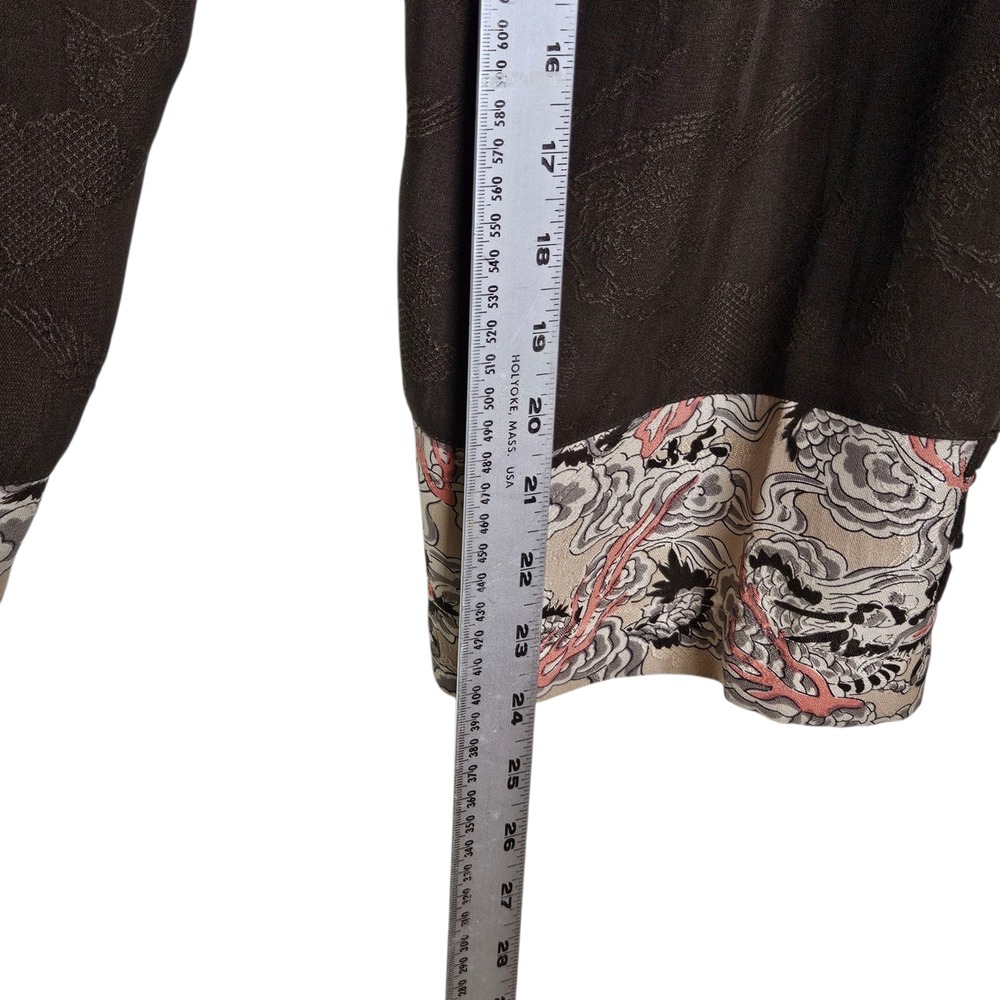 Citron Santa Monica NWT Silk Wide Leg Lounge Pants Dragon Asian Chocolate 0X - Picture 11 of 13